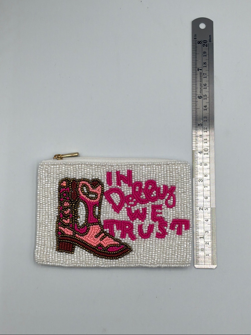 Beaded Pink Boot Zip Pouch - Women Accessories - Picture 3 of 3